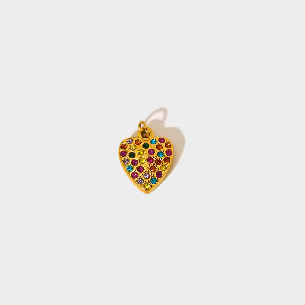 Multi-Coloured Zircon Heart Charm